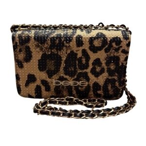 Bebe Black and Brown Leopard Crossbody Bag
